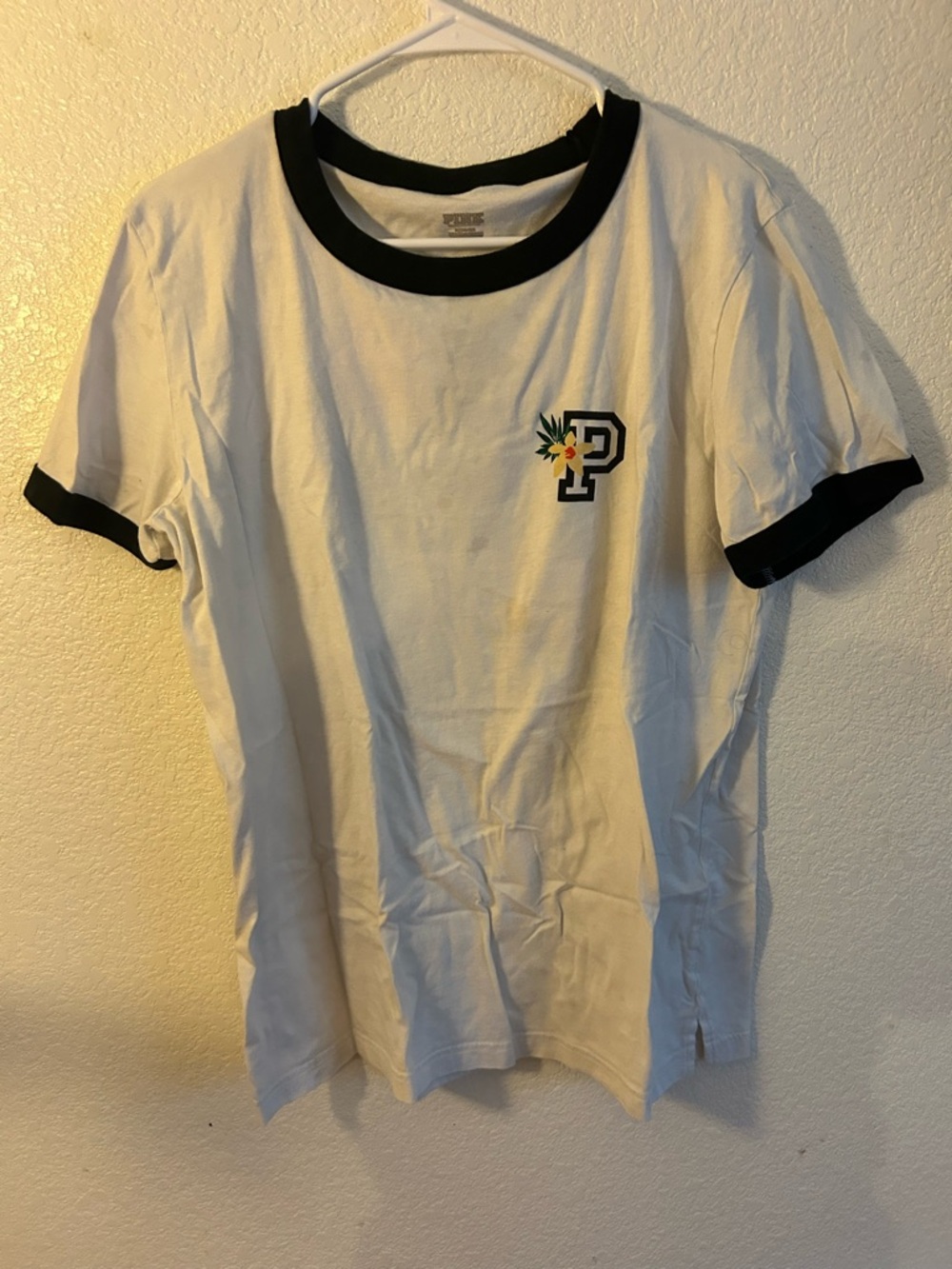 PINK Victoria's Secret White Tee with Black Trim